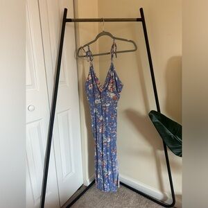 Abercrombie & Fitch S Blue Floral Dress with Shoulder Ties